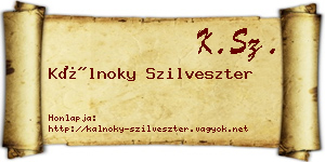 Kálnoky Szilveszter névjegykártya